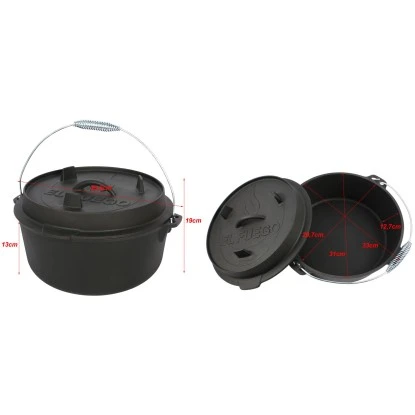 El Fuego Dutch-Oven Gusseisen 7,2 l Deckel 1,8 l Schwarz El Fuego Dutch-Oven Gusseisen 7,2 L Deckel 1,8 L Schwarz -Geschäft Für Grillzubehör Für Die Küche Zu Hause 194126 2240 VM 01