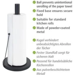Wenko Küchenrollenhalter Clayton Pulverbeschichtetes Metall Schwarz -Geschäft Für Grillzubehör Für Die Küche Zu Hause 4008838371305 1068 04