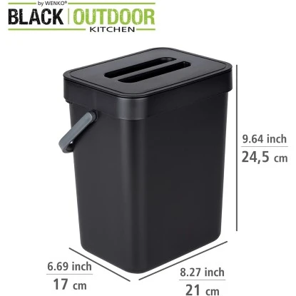 Wenko Abfallsammler mit Griff Tago Black Outdoor Kitchen 5 l Wenko Abfallsammler Mit Griff Tago Black Outdoor Kitchen 5 L -Geschäft Für Grillzubehör Für Die Küche Zu Hause 4008838383353 1068 06