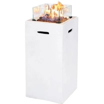 Amare Gas-Feuerstelle für den Außenbereich Quadratisch Weiß Amare Gas-Feuerstelle Für Den Außenbereich Quadratisch Weiß -Geschäft Für Grillzubehör Für Die Küche Zu Hause 765603 4655 01