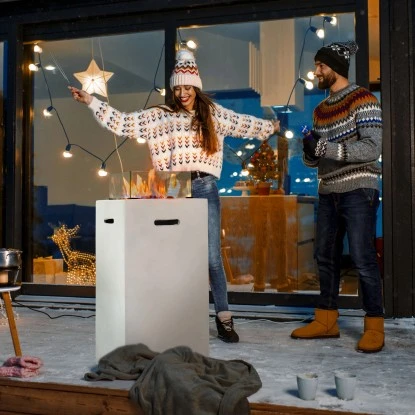 Amare Gas-Feuerstelle für den Außenbereich Quadratisch Weiß Amare Gas-Feuerstelle Für Den Außenbereich Quadratisch Weiß -Geschäft Für Grillzubehör Für Die Küche Zu Hause 765603 4655 03