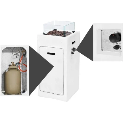 Amare Gas-Feuerstelle für den Außenbereich Quadratisch Weiß Amare Gas-Feuerstelle Für Den Außenbereich Quadratisch Weiß -Geschäft Für Grillzubehör Für Die Küche Zu Hause 765603 4655 08